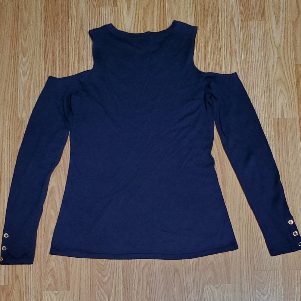 Lilly Pulitzer size xs lyon wool blend knit pullover cold shoulder sweater navy - Picture 7 of 9
